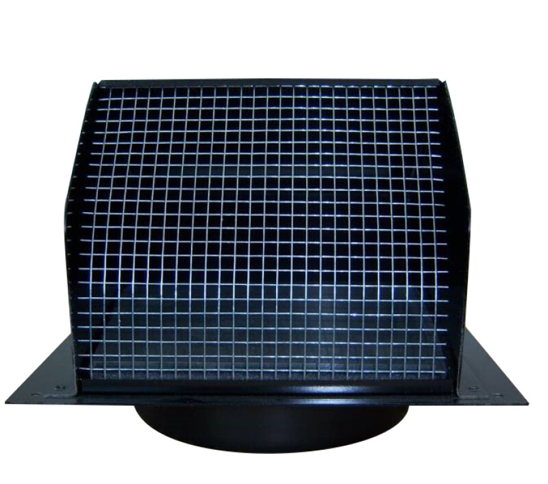 Broan-NuTone Steel Wall Cap for 6" Round Duct with Backdraft Damper and Bird Screen, Black 843BL