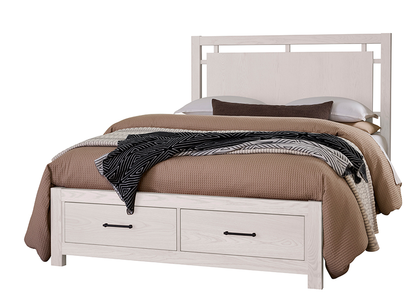 Lodge & Loft Floating Panel Bed With Footboard Storage in Queen - 844-557-050B-502-555 844557050B502555
