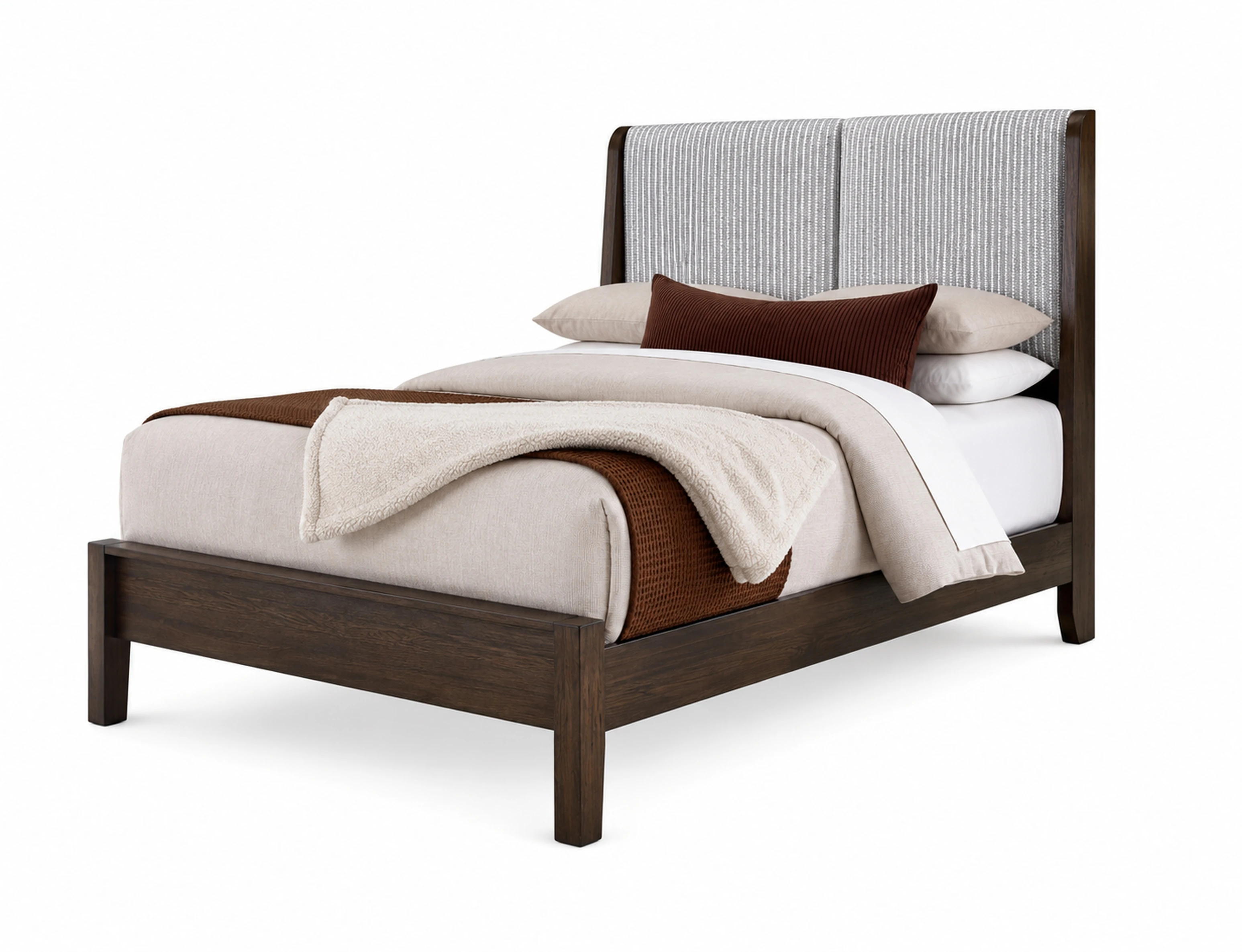 Queen Shelter Uph Bed-Grey Stripe 860553355054722