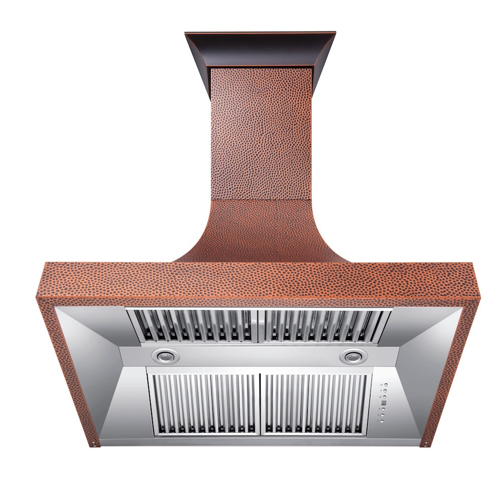 36 In. Designer Series Hand-hammered Copper Finish Ducted Wall Mount Range Hood 8632H36