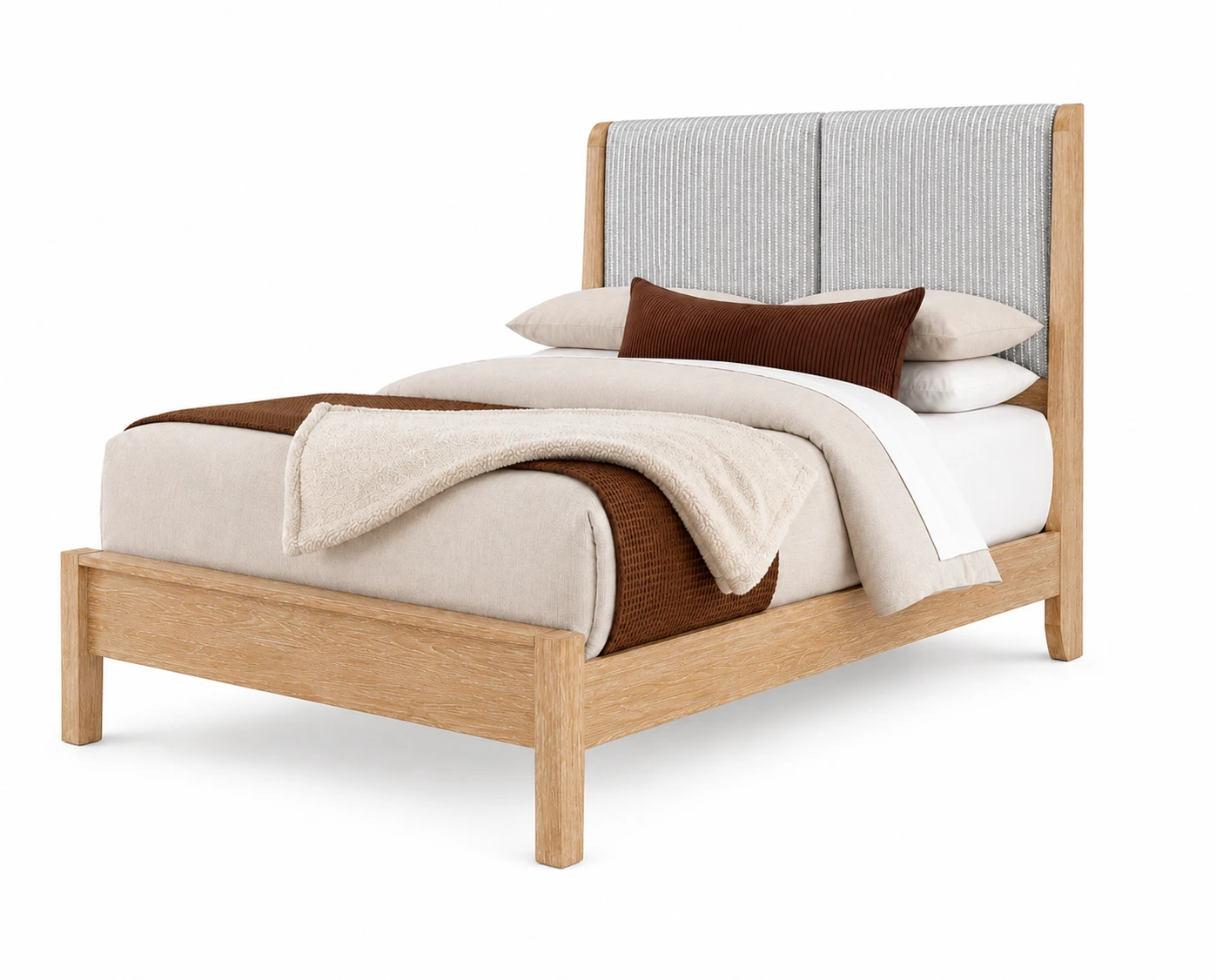 King Shelter Uph Bed-Grey Stripe 864663366064722MS1