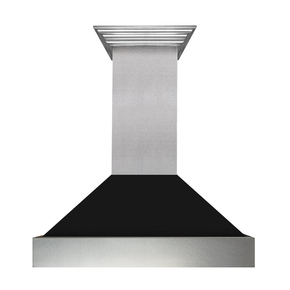 30 In. Ducted Satin Stainless Steel Wall Mount Range Hood With Black Matte Shell 8654BLM30