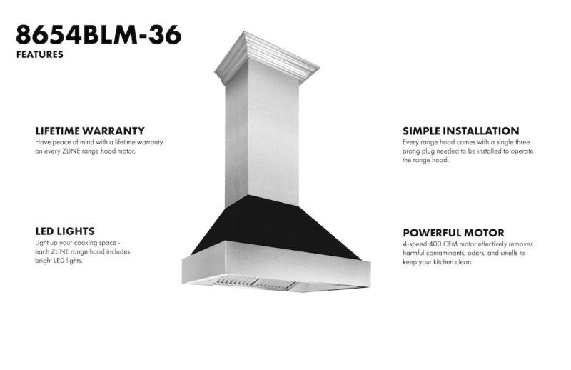 DuctedDuraSnow Stainless Steel® Range Hood with Matte Shell (8654BLM) - 36 Inch 8654BLM36
