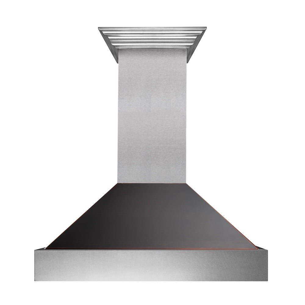36 In. Ducted Satin Stainless Steel Wall Mount Range Hood With Oil Rubbed Bronze Shell 8654ORB36