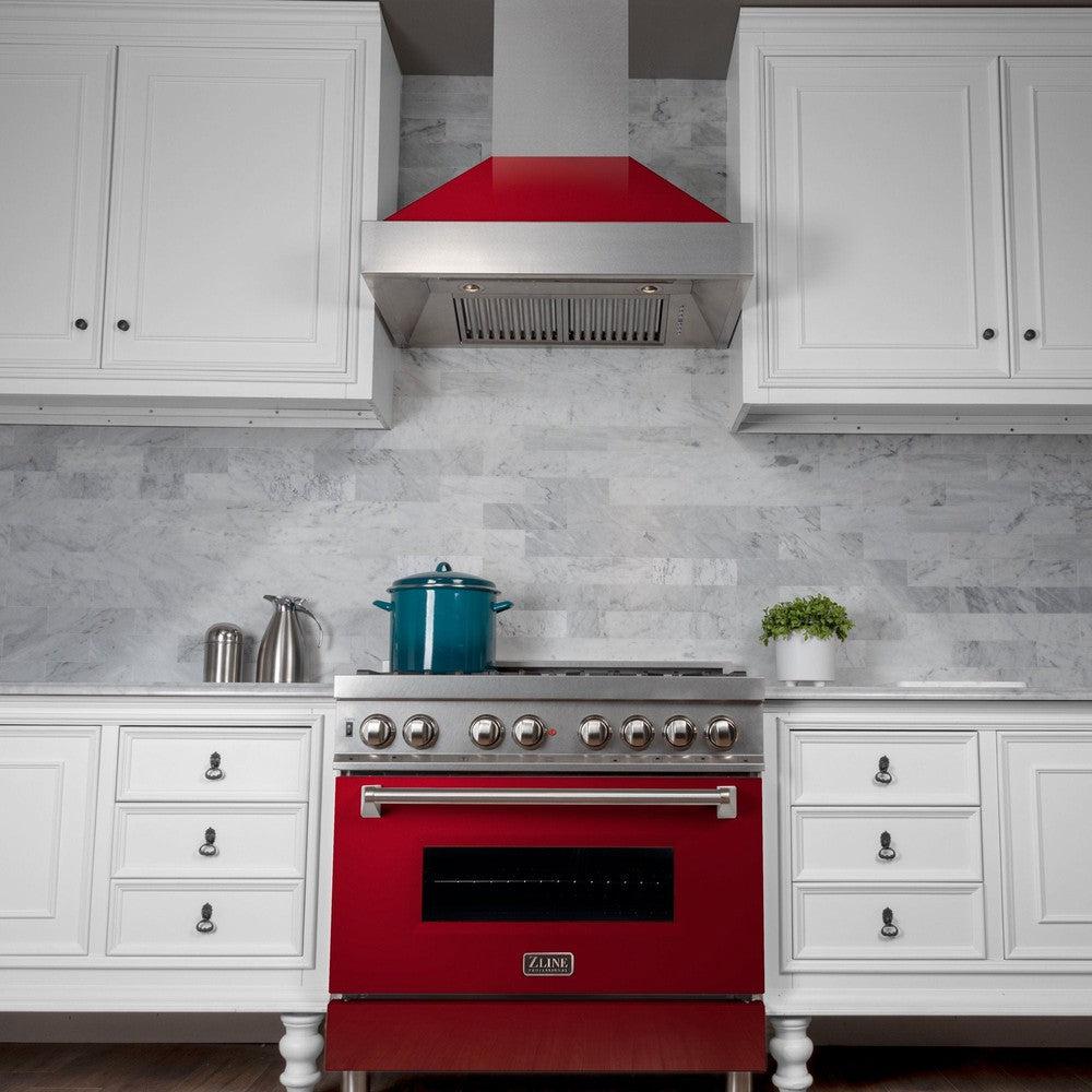 Ducted DuraSnow Range Hood with Red Gloss Shell (8654RG) - 48 Inch 8654RG48