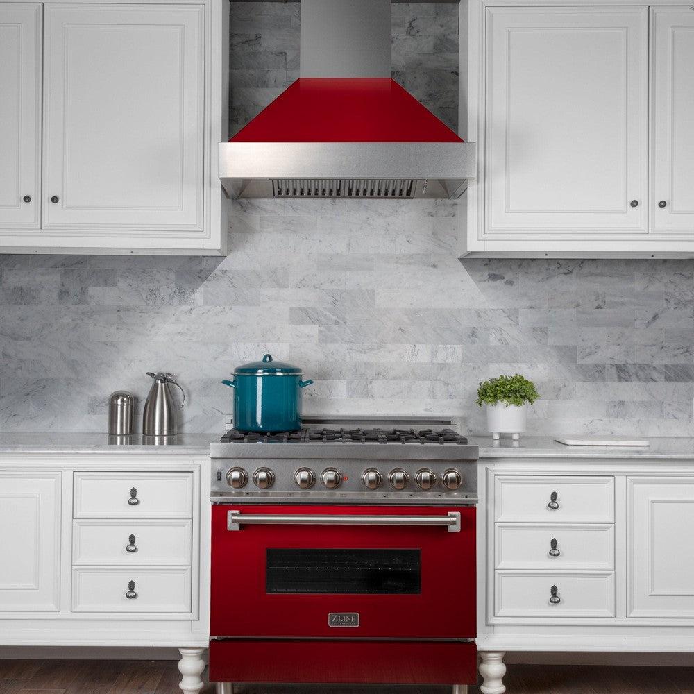 Ducted DuraSnow Range Hood with Red Gloss Shell (8654RG) - 48 Inch 8654RG48