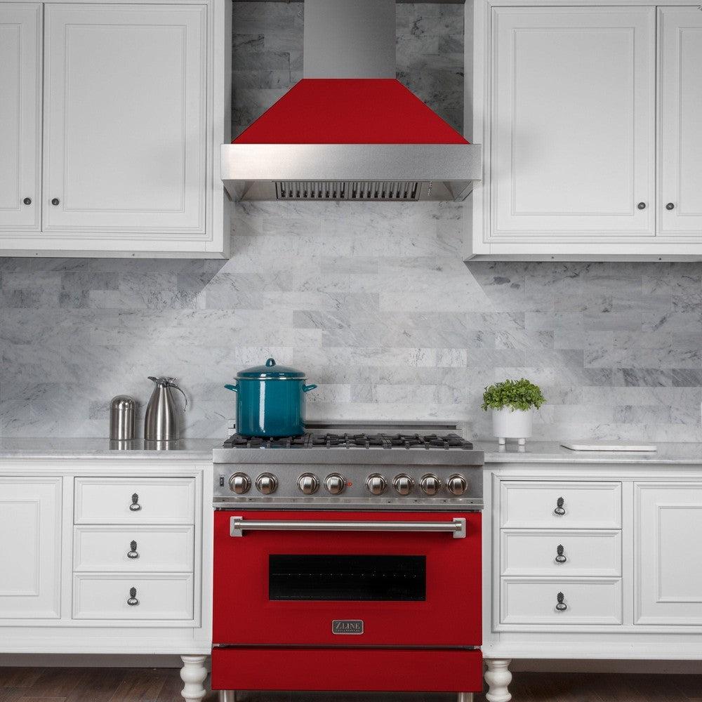 Ducted DuraSnow Range Hood with Red Matte Shell (8654RM) - 36 Inch 8654RM36