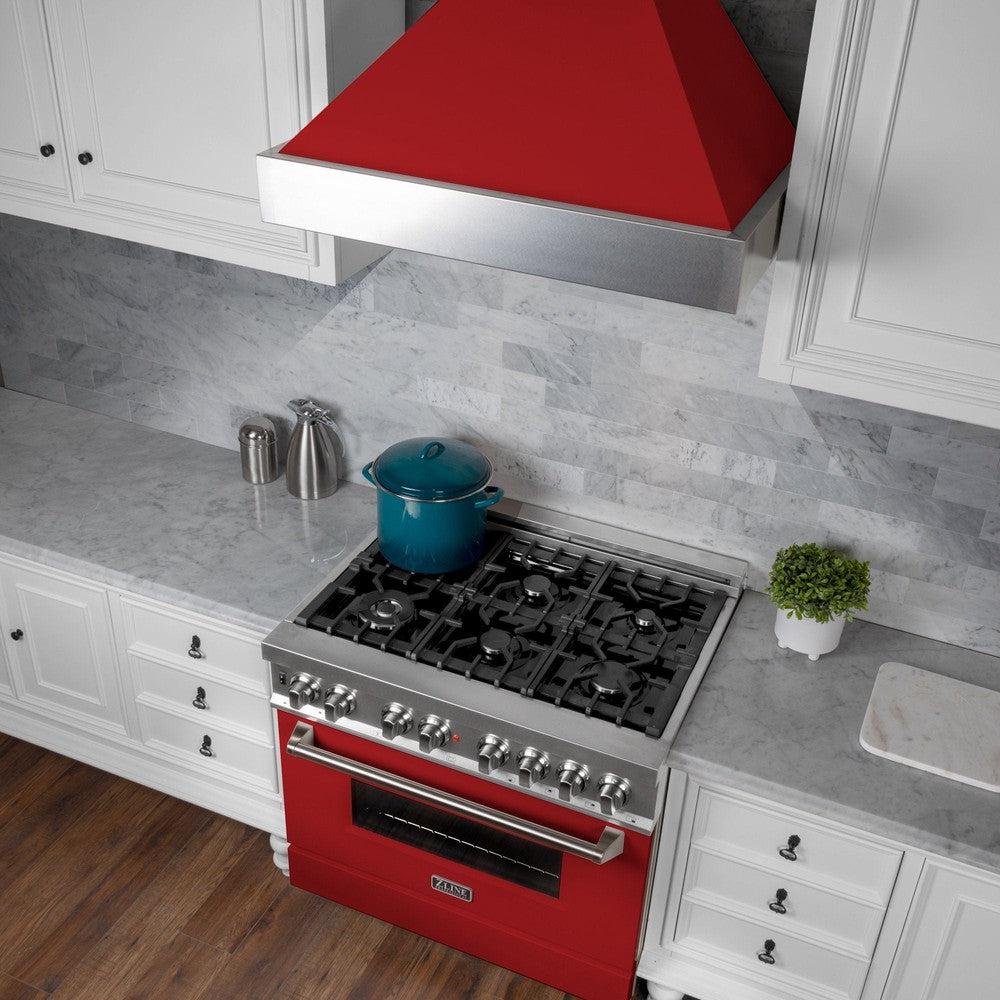 Ducted DuraSnow Range Hood with Red Matte Shell (8654RM) - 48 Inch 8654RM48