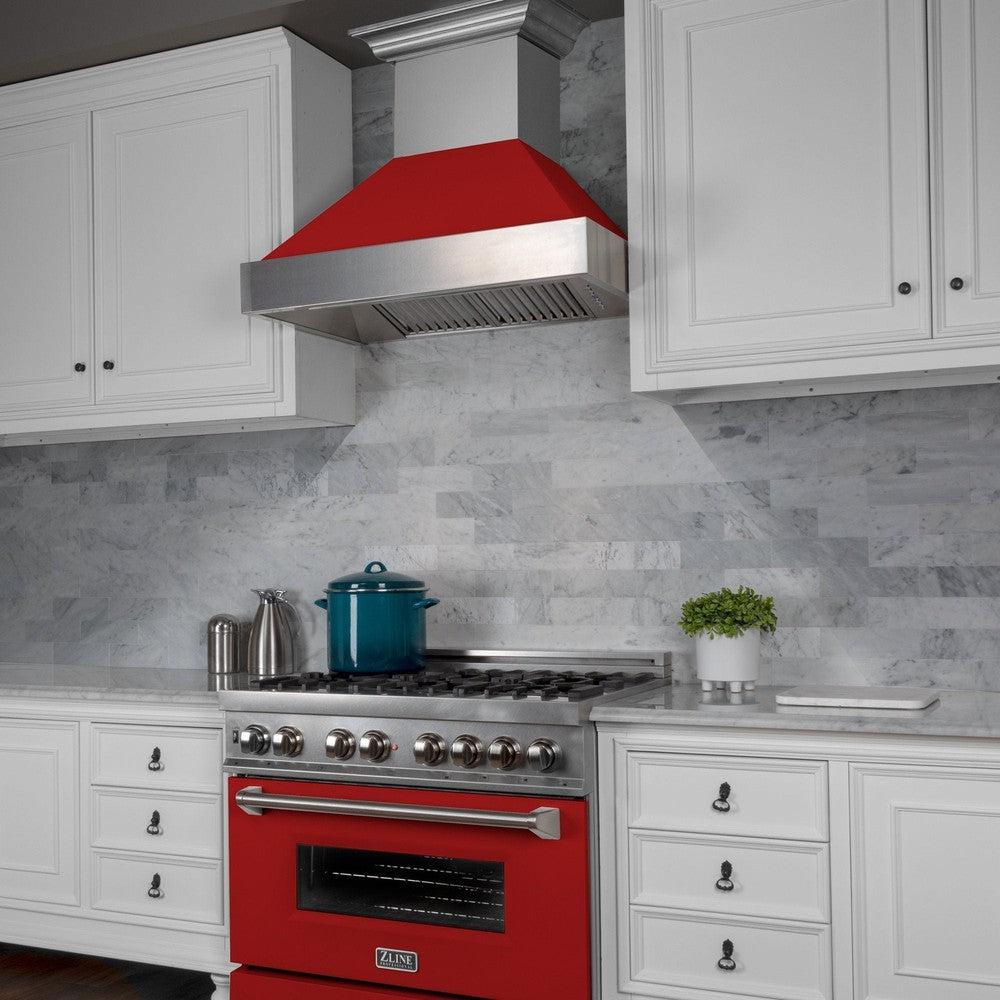 Ducted DuraSnow Range Hood with Red Matte Shell (8654RM) - 48 Inch 8654RM48