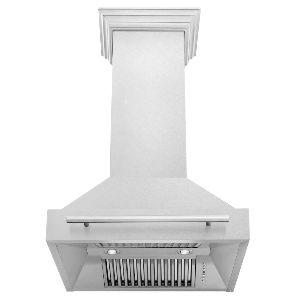30 In. Satin Stainless Steel Wall Mount Range Hood With Stainless Steel Handle 8654SNX30