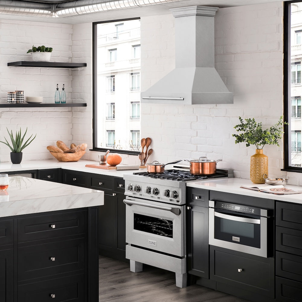 30 In. Satin Stainless Steel Wall Mount Range Hood With Stainless Steel Handle 8654SNX30