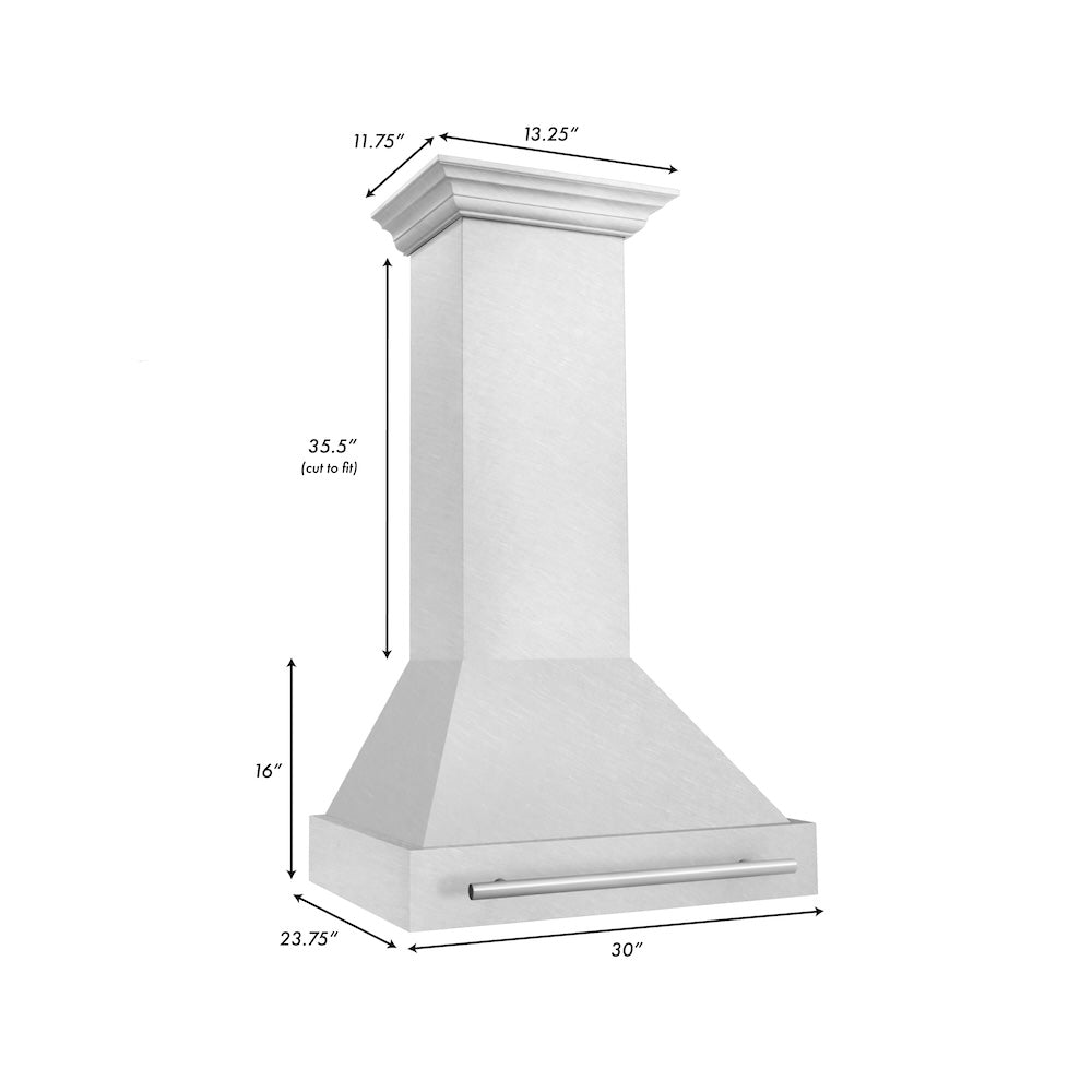 30 In. Satin Stainless Steel Wall Mount Range Hood With Stainless Steel Handle 8654SNX30
