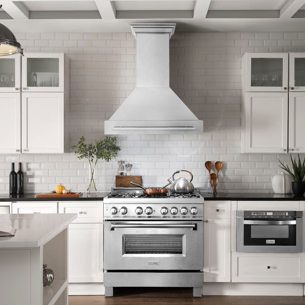 36 In. Satin Stainless Steel Wall Mount Range Hood With Stainless Steel Handle 8654SNX36