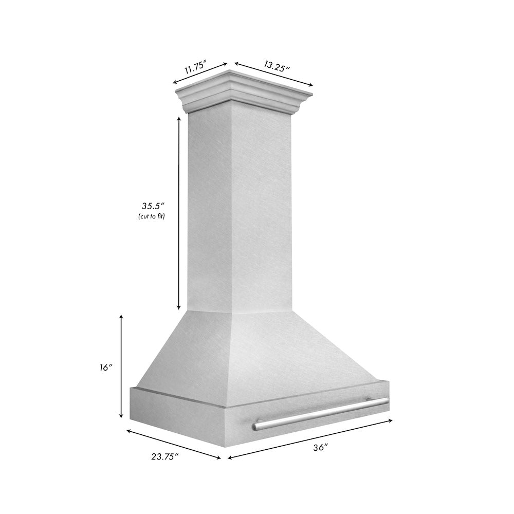 36 In. Satin Stainless Steel Wall Mount Range Hood With Stainless Steel Handle 8654SNX36