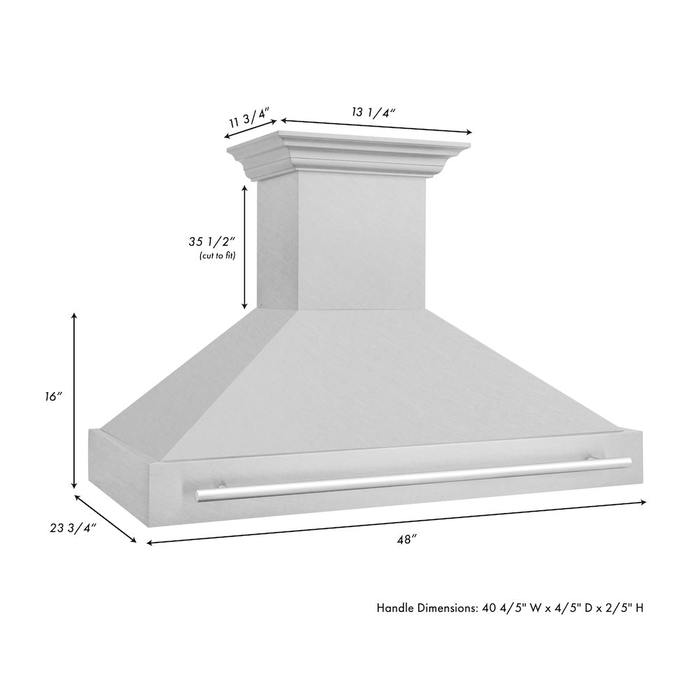 48 In. Satin Stainless Steel Wall Mount Range Hood With Stainless Steel Handle 8654SNX48