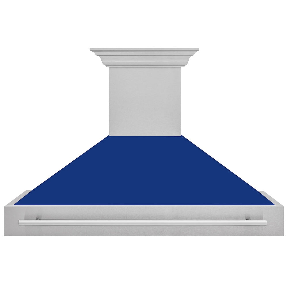48"Fingerprint Resistant Stainless Steel Range Hood with Blue Gloss Shell 8654SNXBG48