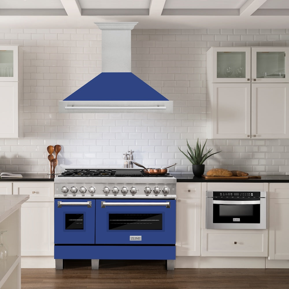 48"Fingerprint Resistant Stainless Steel Range Hood with Blue Matte Shell 8654SNXBM48