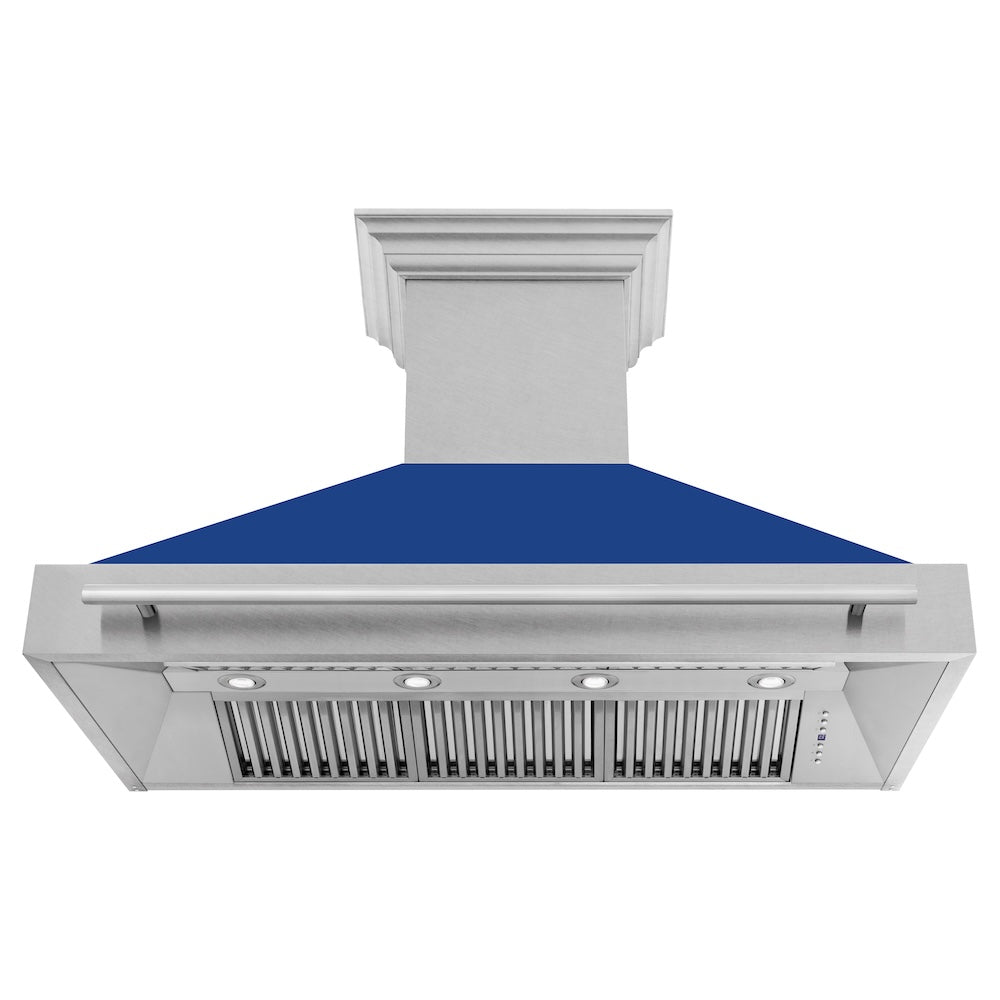 48"Fingerprint Resistant Stainless Steel Range Hood with Blue Matte Shell 8654SNXBM48