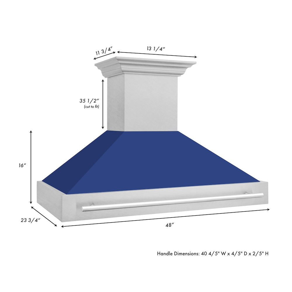 48"Fingerprint Resistant Stainless Steel Range Hood with Blue Matte Shell 8654SNXBM48