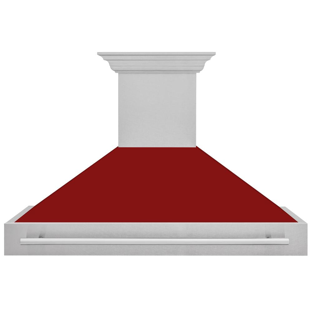 48"Fingerprint Resistant Stainless Steel Range Hood with Red Gloss Shell 8654SNXRG48