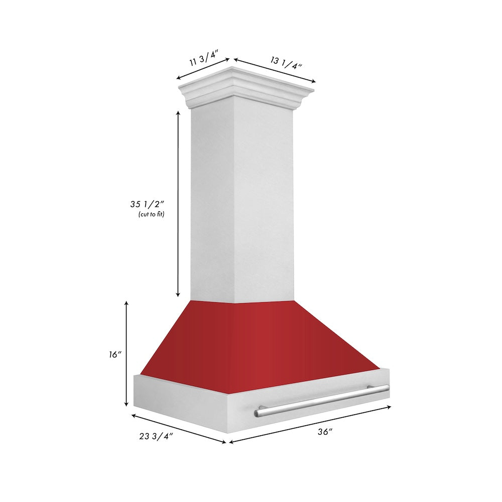 36" DuraSnow® Range Hood with Shell (8654SNX-36) - Red Matte 8654SNXRM36