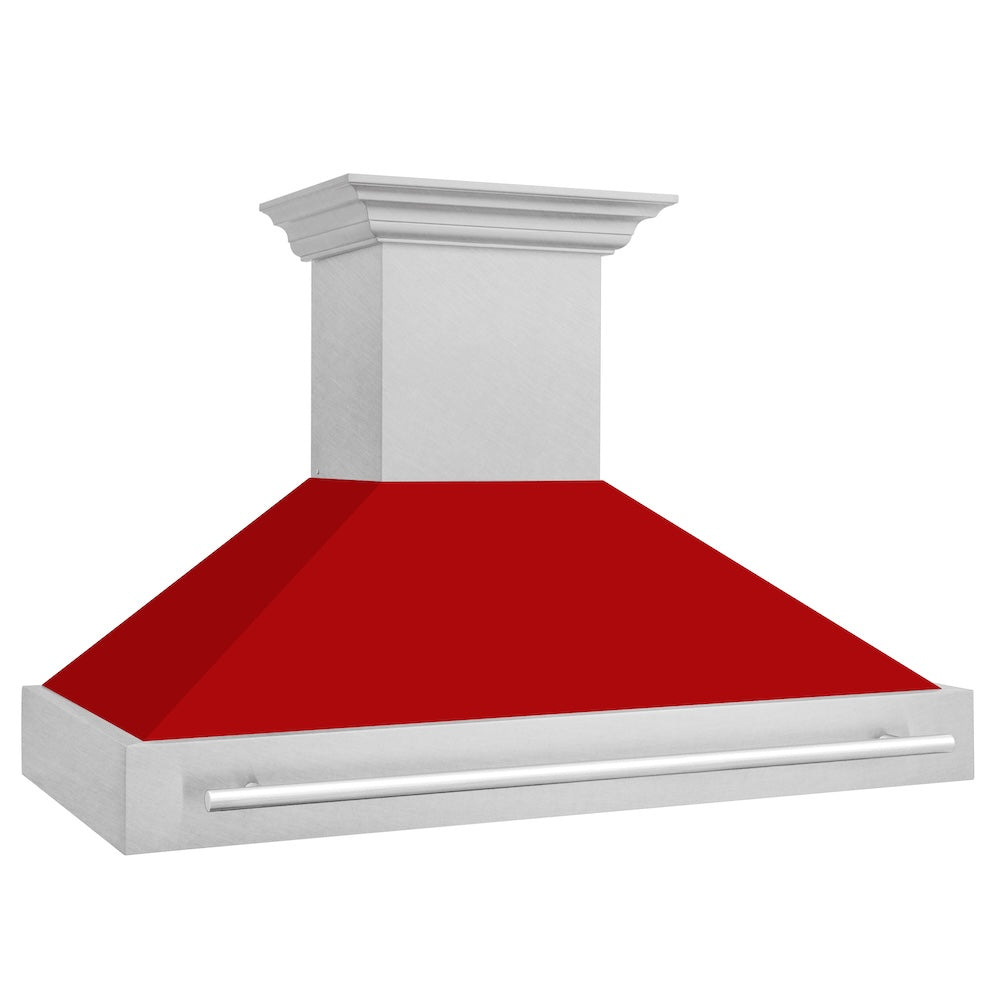 48"Fingerprint Resistant Stainless Steel Range Hood with Red Matte Shell 8654SNXRM48