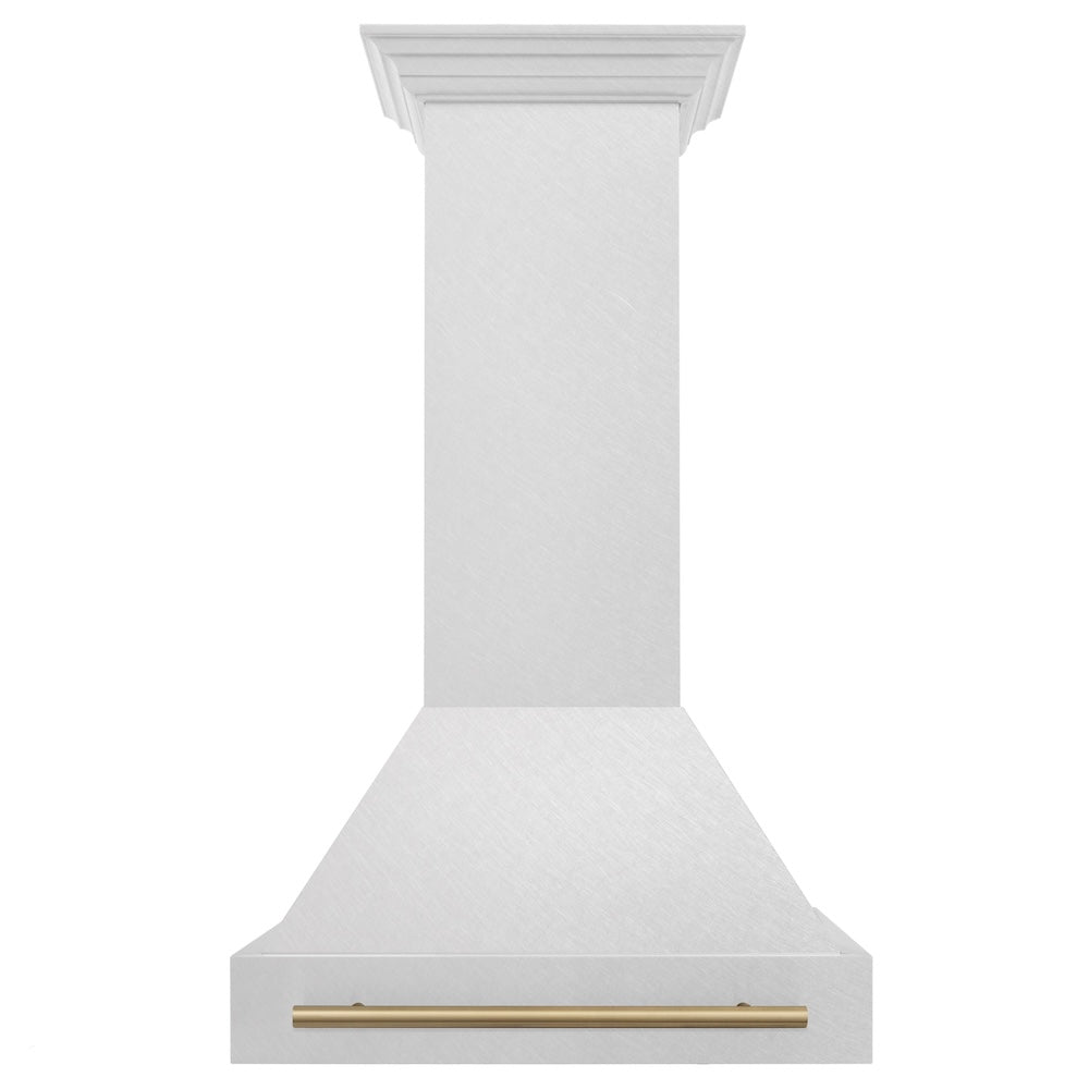 Autograph Edition 30 In. Satin Stainless Steel Wall Mount Range Hood With Champagne Bronze Handle 8654SNZ30CB