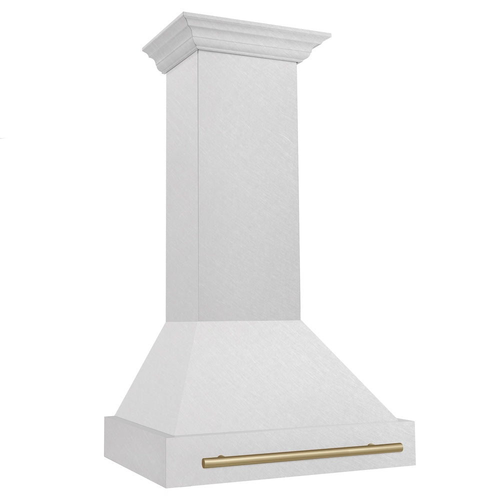 Autograph Edition 30 In. Satin Stainless Steel Wall Mount Range Hood With Champagne Bronze Handle 8654SNZ30CB