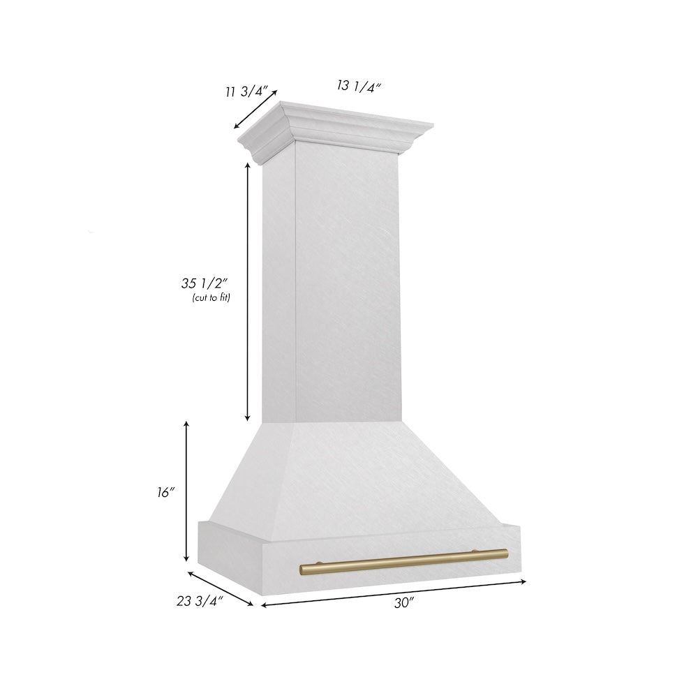 Autograph Edition 30 In. Satin Stainless Steel Wall Mount Range Hood With Champagne Bronze Handle 8654SNZ30CB