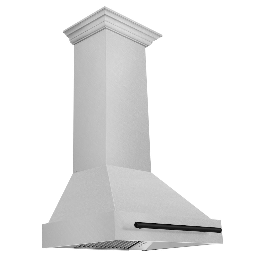 Autograph Edition 30 In. Satin Stainless Steel Wall Mount Range Hood With Matte Black Handle 8654SNZ30MB