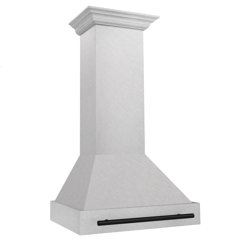 Autograph Edition 30 In. Satin Stainless Steel Wall Mount Range Hood With Matte Black Handle 8654SNZ30MB