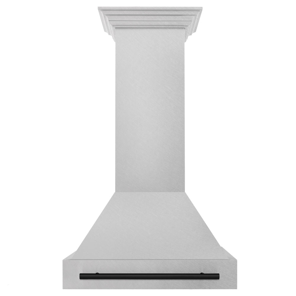 Autograph Edition 30 In. Satin Stainless Steel Wall Mount Range Hood With Matte Black Handle 8654SNZ30MB
