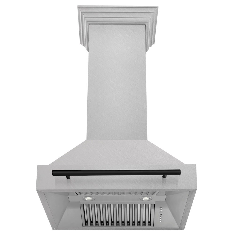 Autograph Edition 30 In. Satin Stainless Steel Wall Mount Range Hood With Matte Black Handle 8654SNZ30MB