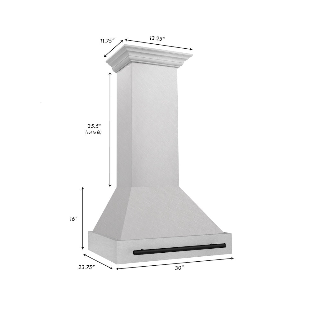 Autograph Edition 30 In. Satin Stainless Steel Wall Mount Range Hood With Matte Black Handle 8654SNZ30MB
