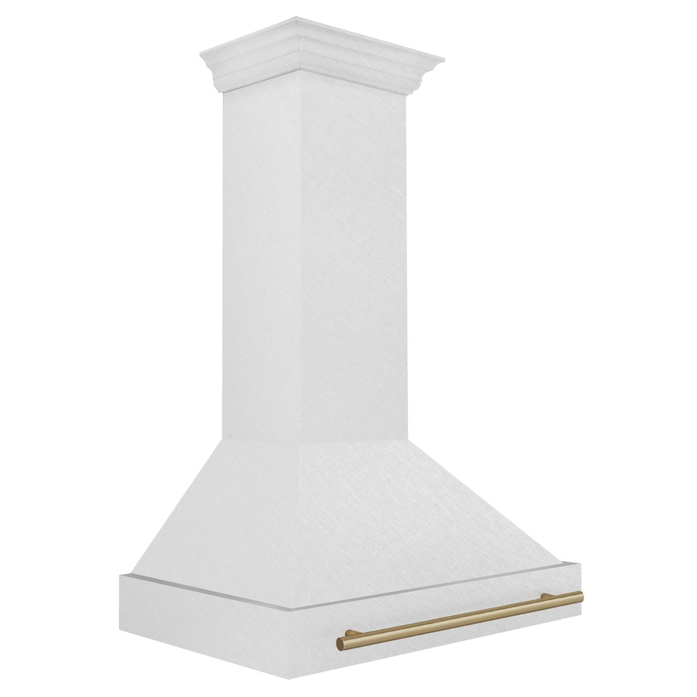 Autograph Edition 36 In. Satin Stainless Steel Wall Mount Range Hood With Champagne Bronze Handle 8654SNZ36CB
