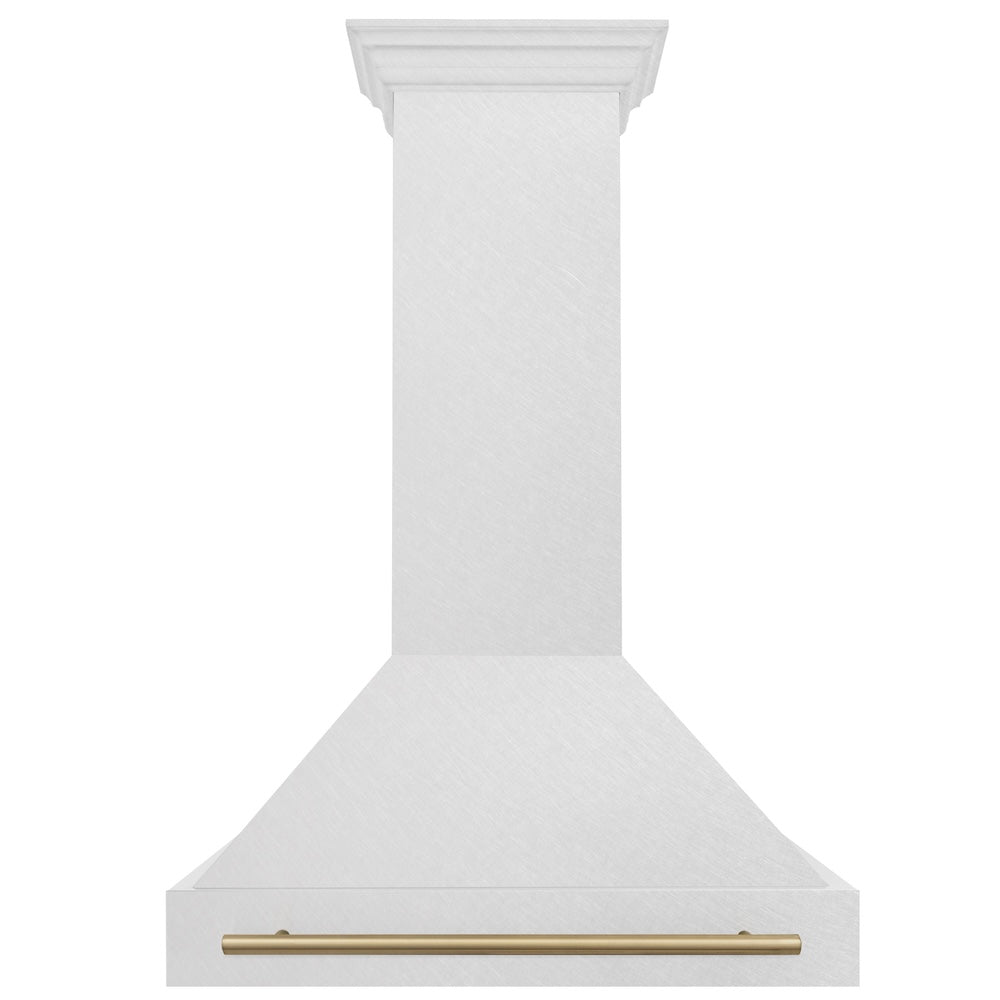 Autograph Edition 36 In. Satin Stainless Steel Wall Mount Range Hood With Champagne Bronze Handle 8654SNZ36CB