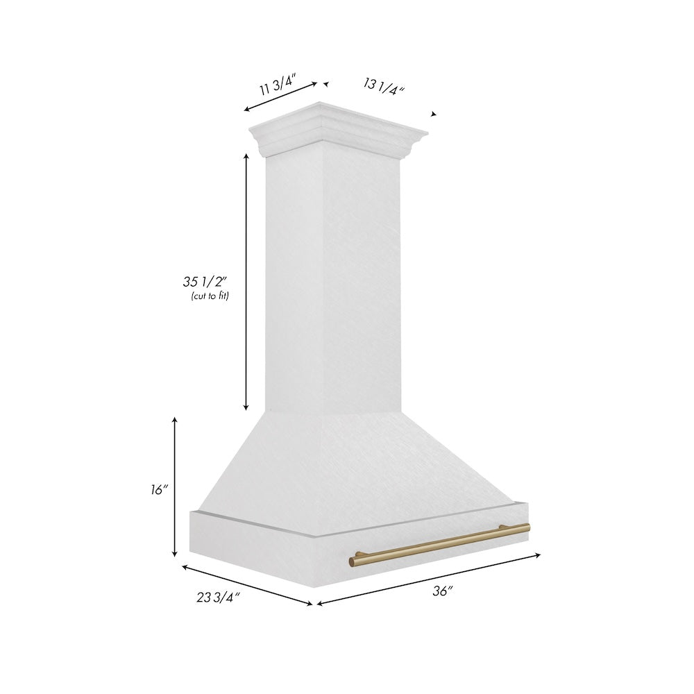 Autograph Edition 36 In. Satin Stainless Steel Wall Mount Range Hood With Champagne Bronze Handle 8654SNZ36CB