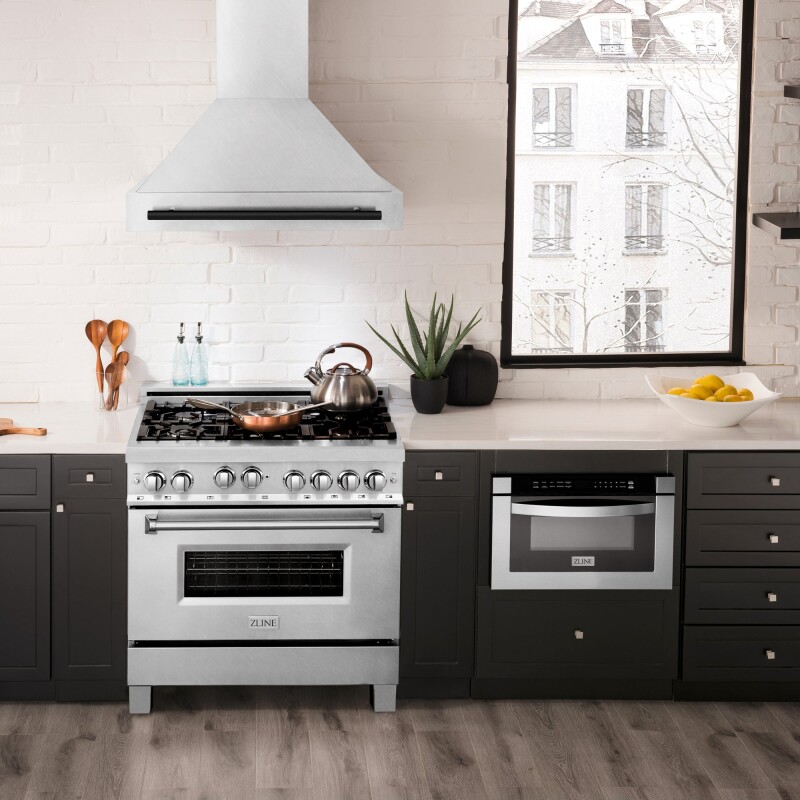 36"Autograph Edition DuraSnow® Stainless Steel Range Hood with DuraSnow® Stainless Steel Shell Matte 8654SNZ36MB