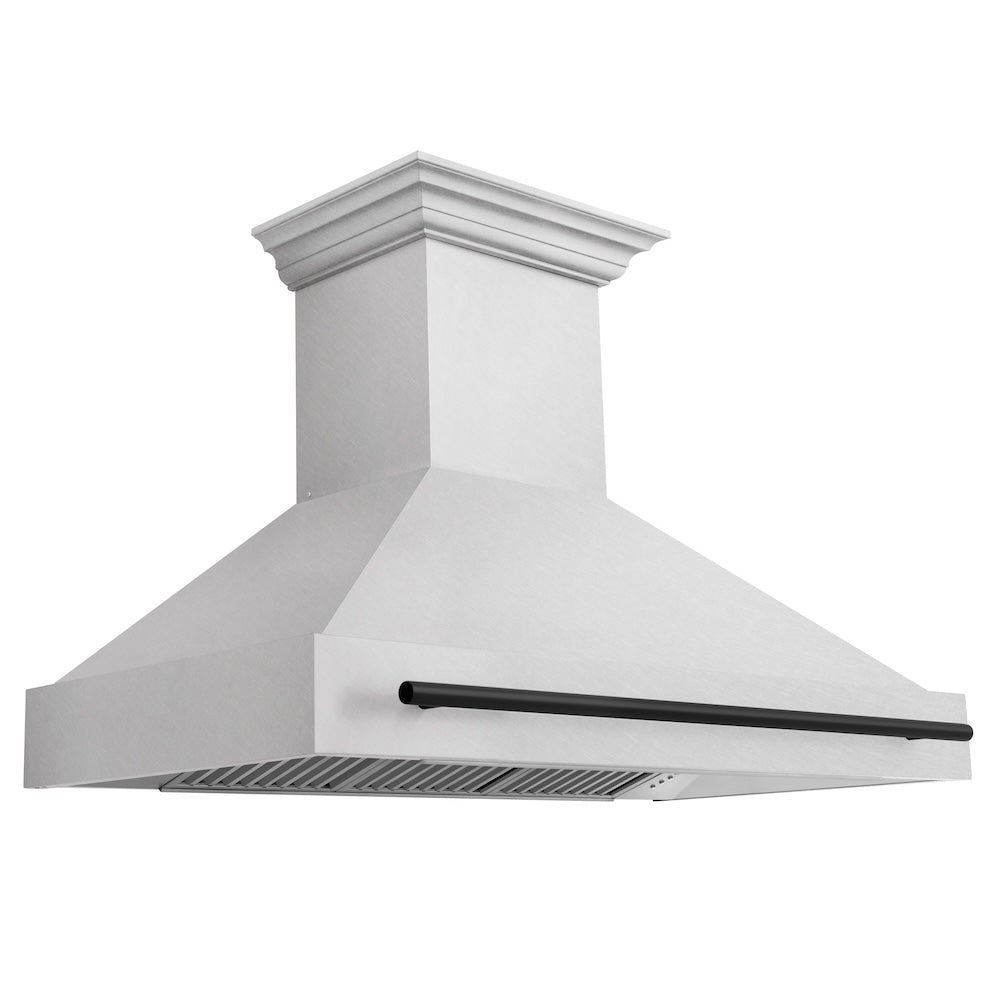 Autograph Edition 48 In. Satin Stainless Steel Wall Mount Range Hood With Matte Black Handle 8654SNZ48MB