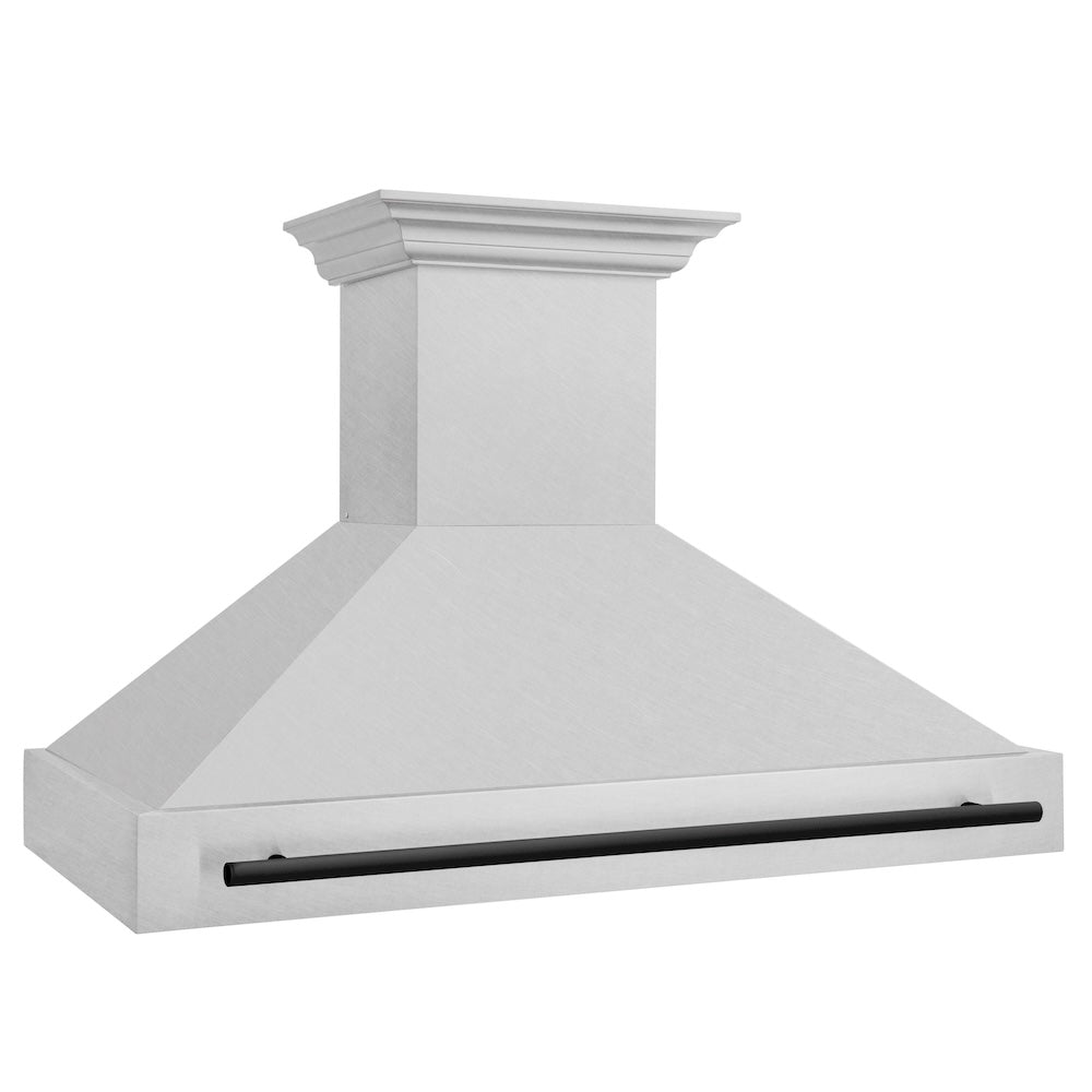 Autograph Edition 48 In. Satin Stainless Steel Wall Mount Range Hood With Matte Black Handle 8654SNZ48MB