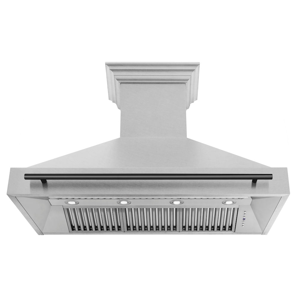Autograph Edition 48 In. Satin Stainless Steel Wall Mount Range Hood With Matte Black Handle 8654SNZ48MB