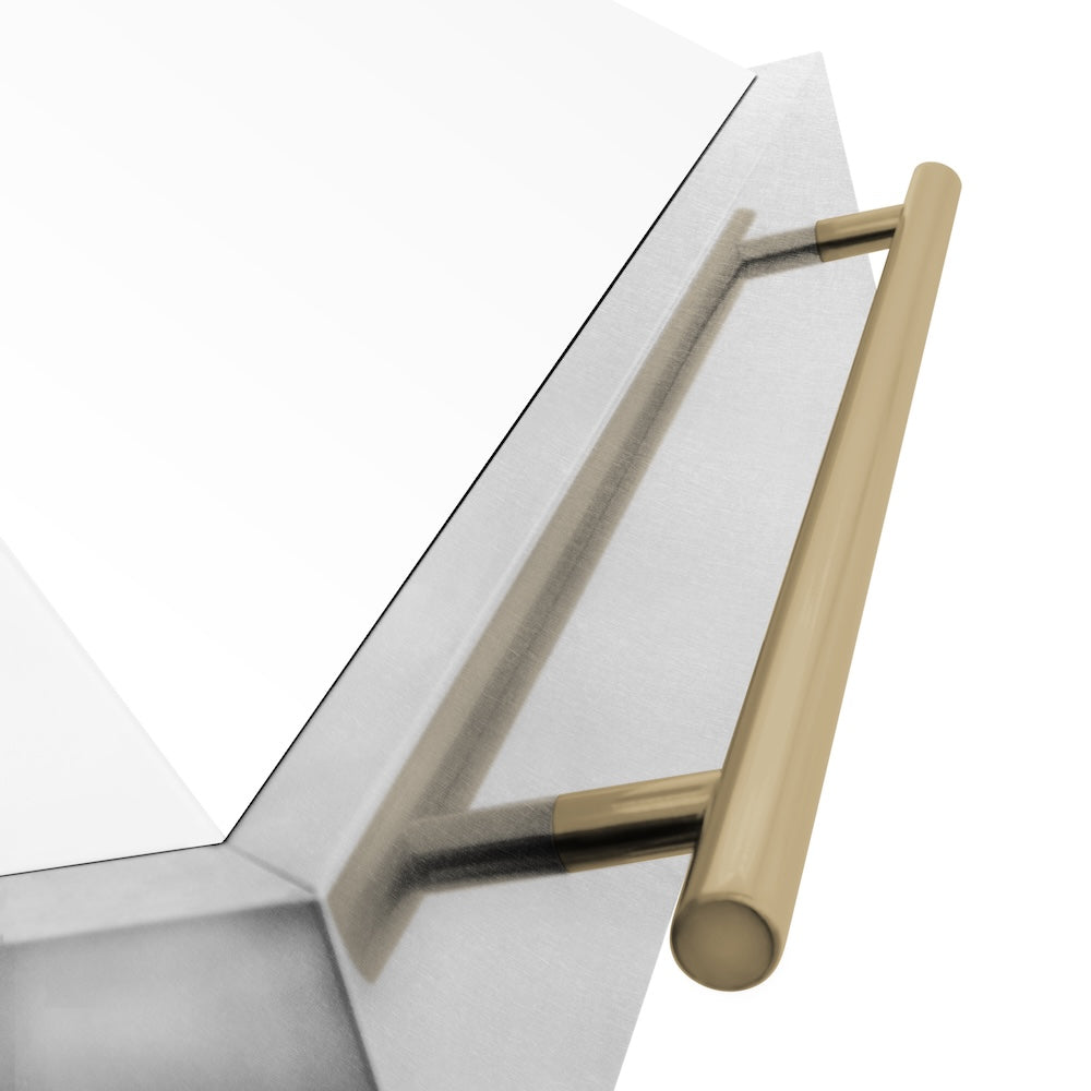 Autograph Edition 48 In. Satin Stainless Steel Wall Mount Range Hood With White Matte Shell And Champagne Bronze Handle 8654SNZWM48CB