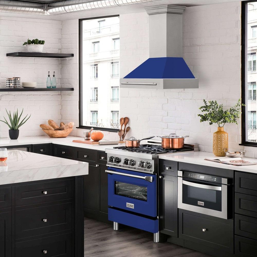 30" Stainless Steel Range Hood with Colored Shell and Stainless Steel Handle (8654STX-30) Gloss 8654STXBG30