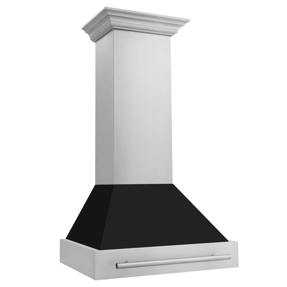 30 In. Stainless Steel Range Hood With Black Matte Shell And Stainless Steel Handle 8654STXBLM30