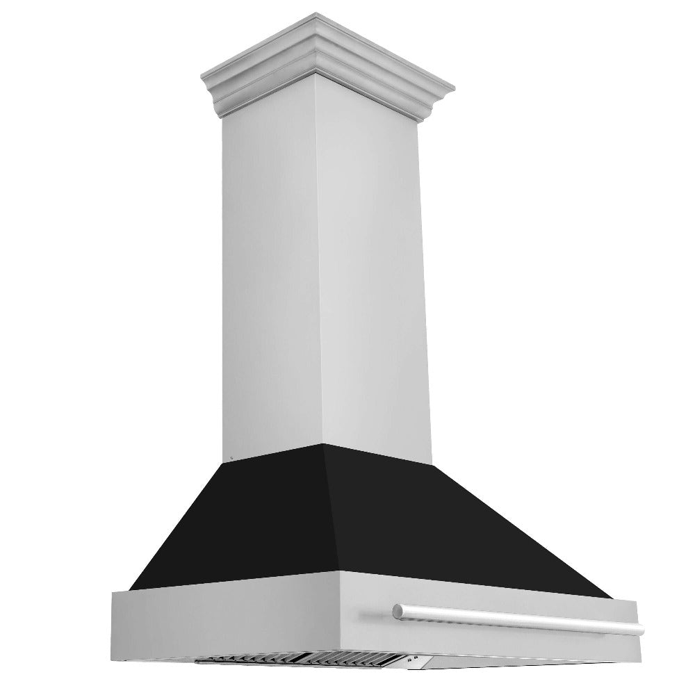 36 In. Stainless Steel Range Hood With Black Matte Shell And Stainless Steel Handle 8654STXBLM36