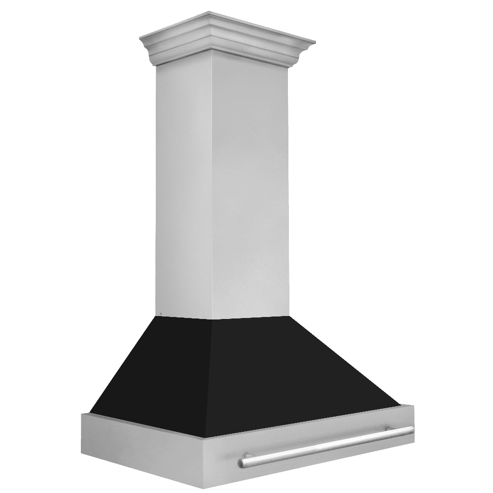 36 In. Stainless Steel Range Hood With Black Matte Shell And Stainless Steel Handle 8654STXBLM36
