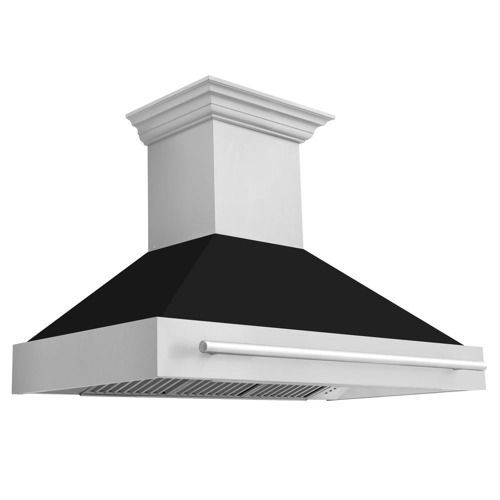 48 In. Stainless Steel Range Hood With Black Matte Shell And Stainless Steel Handle 8654STXBLM48