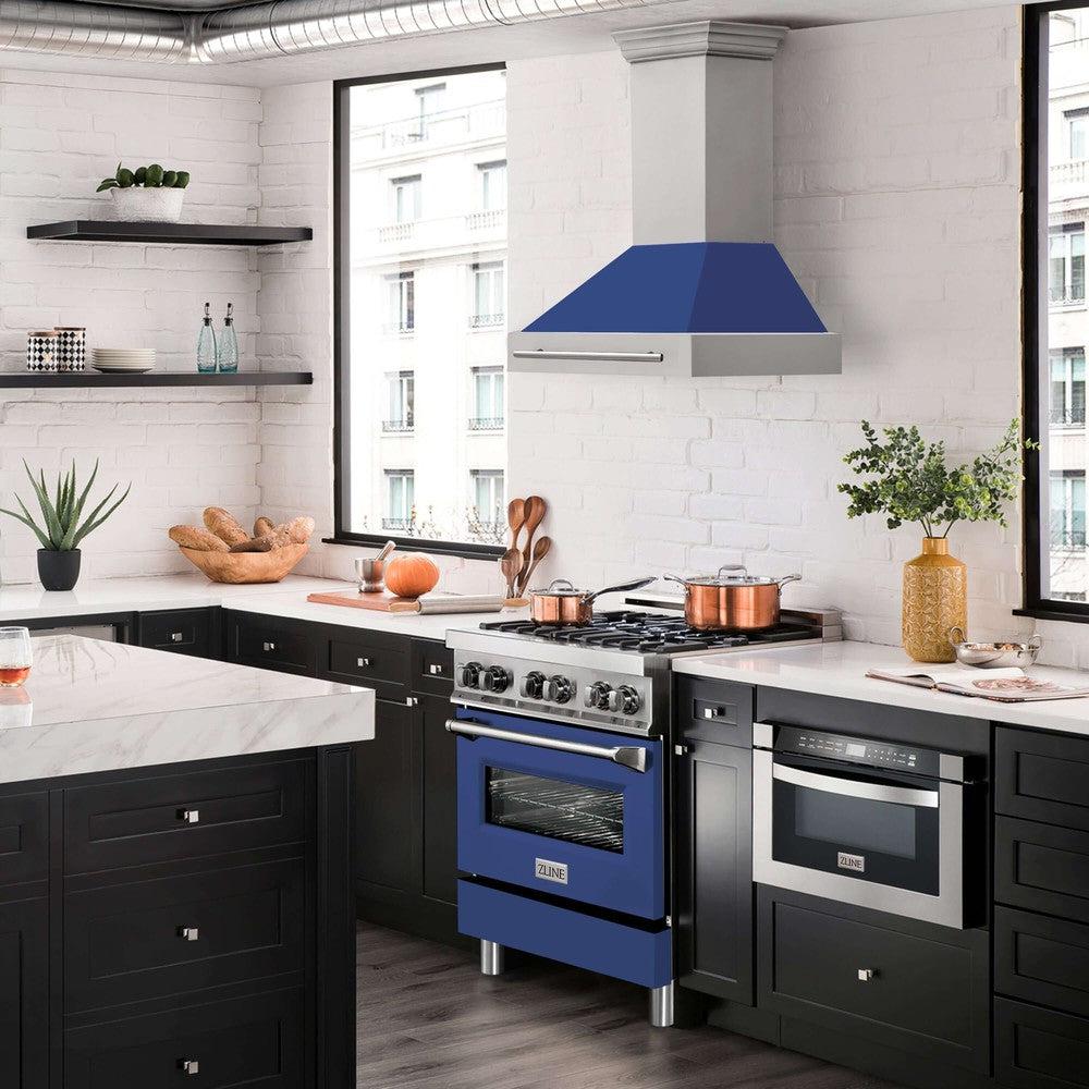 30" Stainless Steel Range Hood with Colored Shell and Stainless Steel Handle (8654STX-30) Matte 8654STXBM30