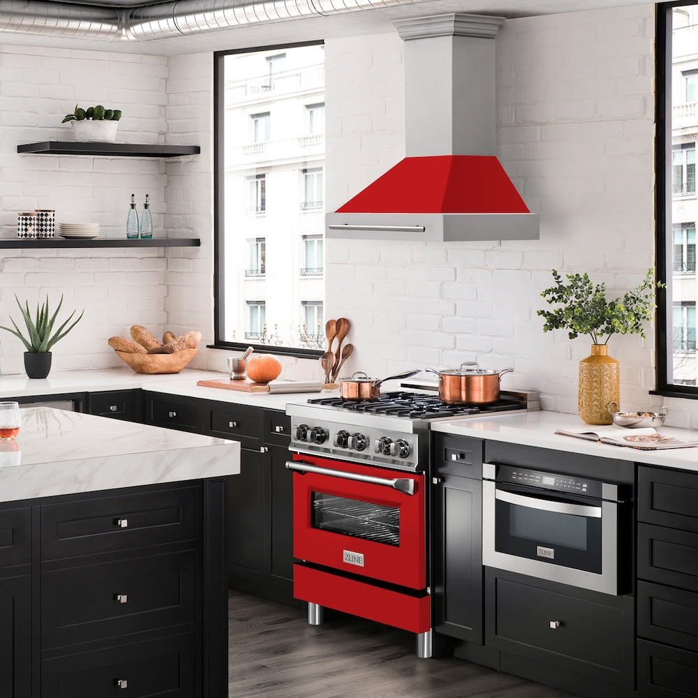 30" Range Hood with Colored Shell and Handle (8654STX-30) - Red Matte 8654STXRM30