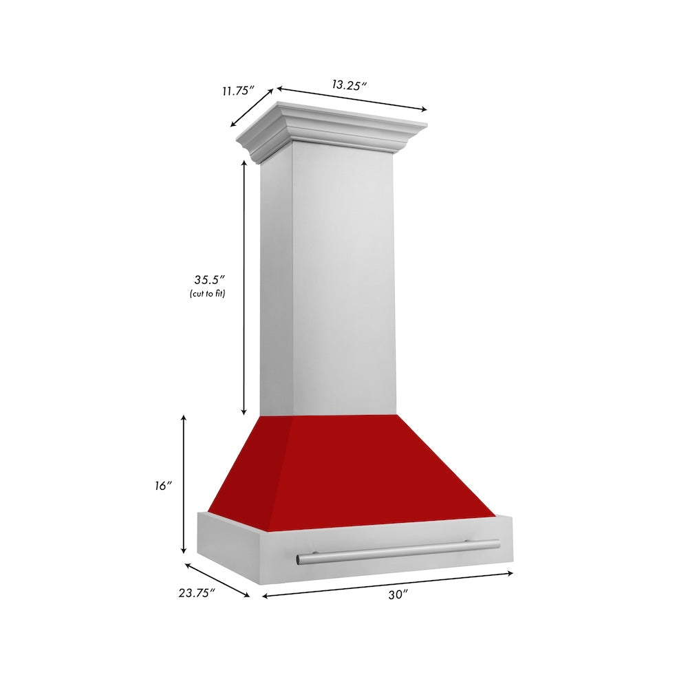 30" Range Hood with Colored Shell and Handle (8654STX-30) - Red Matte 8654STXRM30
